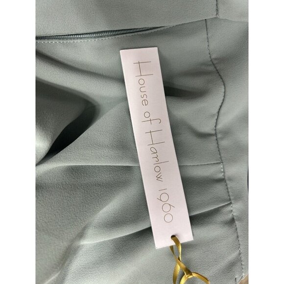 HOUSE OF HARLOW 1960 X REVOLVE High Rise Wide Leg Pleated Trousers Sz 6 Seafoam - Picture 9 of 11